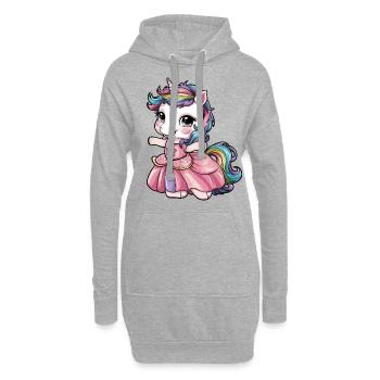 Kawaii Einhorn mit Märchenkleid - Hoodie-Kleid - Grau meliert - Vorne