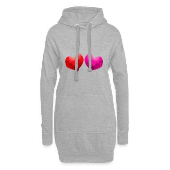 Coeur Amour Amoureux Mariage - Sweat-shirt à capuche long Femme - gris chiné - Devant
