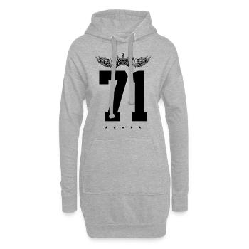 71 Zahl Krone - Hoodie-Kleid - Grau meliert - Vorne