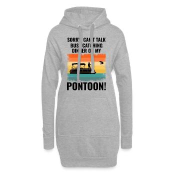 Pontonboot Motorboot Leises Angeln Retro - Hoodie-Kleid - Grau meliert - Vorne