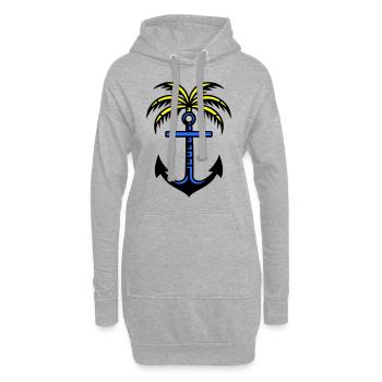 Icône d’ancre de palmier - Sweat-shirt à capuche long Femme - gris chiné - Devant