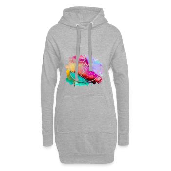 fleur de lotus - Sweat-shirt à capuche long Femme - gris chiné - Devant