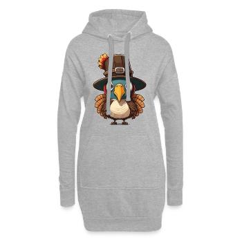 Thanksgiving Truthahn - Hoodie-Kleid - Grau meliert - Vorne