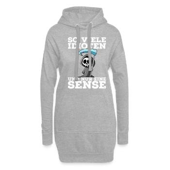 Zu viele Idioten - Hoodie-Kleid - Grau meliert - Vorne