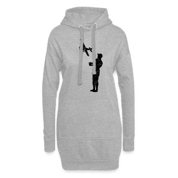 Modèle de vol modèle constructeur avion cadeau - Sweat-shirt à capuche long Femme - gris chiné - Devant