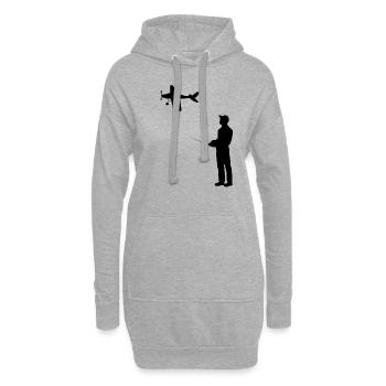 Modèle d’avion RC Volant Rétro Vintage Cadeau - Sweat-shirt à capuche long Femme - gris chiné - Devant