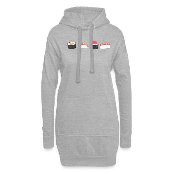 Sushi Maki Nigiri Japon Plat de poisson Cadeau - Sweat-shirt à capuche long Femme - gris chiné - Devant
