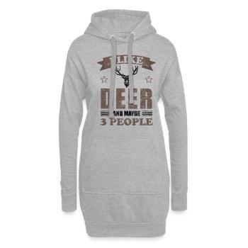 Cerf Cerf Amoureux des animaux Drôle Dicton Cadeau - Sweat-shirt à capuche long Femme - gris chiné - Devant