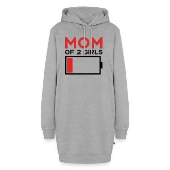 MAMAN DE 2 FILLES - Sweat-shirt à capuche long Femme - gris chiné - Devant