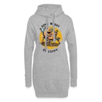 Don't worry be Cappy - Capybara - Urlaub - Hoodie-Kleid - Grau meliert - Vorne