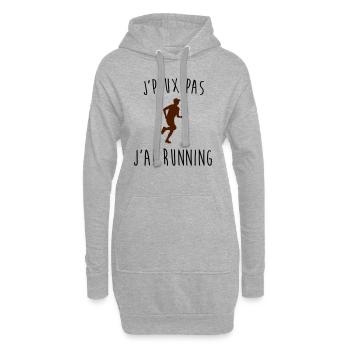 j'peux pas j'ai running - Sweat-shirt à capuche long Femme - gris chiné - Devant