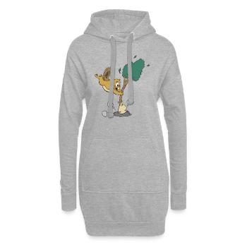 biber beaver flannelette animal tiere9 - Hoodie-Kleid - Grau meliert - Vorne