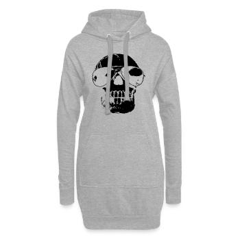 Totenkopf - Hoodie-Kleid - Grau meliert - Vorne