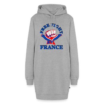 Free Fight France. MMA - Sweat-shirt à capuche long Femme - gris chiné - Devant