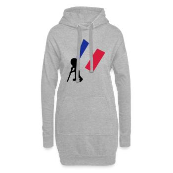 porte drapeau francais - Sweat-shirt à capuche long Femme - gris chiné - Devant