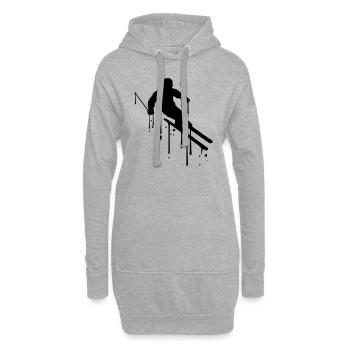 Des graffitis tombent en ski en montagne en hiver - Sweat-shirt à capuche long Femme - gris chiné - Devant