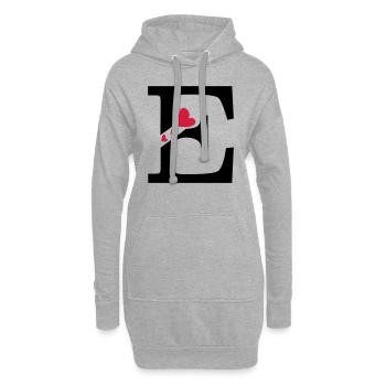 Capital lettre E avec des coeurs - Sweat-shirt à capuche long Femme - gris chiné - Devant