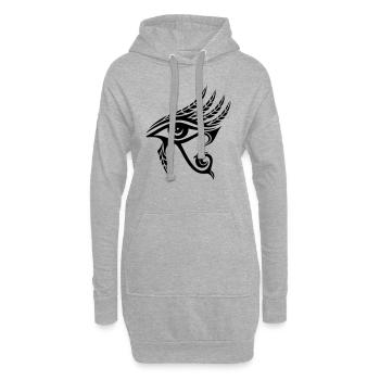 Oeil Horus, plume, Egypte, Spiritualité, Symbole - Sweat-shirt à capuche long Femme - gris chiné - Devant