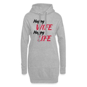 Happy wife, happy life - Sweat-shirt à capuche long Femme - gris chiné - Devant