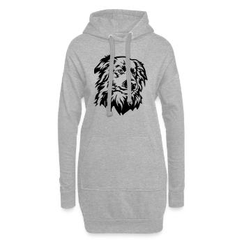 Border Collie Kopf - Sweat-shirt à capuche long Femme - gris chiné - Devant