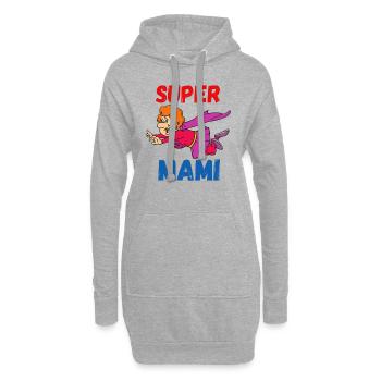 Super Mami - Sweat-shirt à capuche long Femme - gris chiné - Devant
