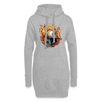 Feuerwehrhelm in Flammen Nr. 1 - Hoodie-Kleid - Grau meliert - Vorne