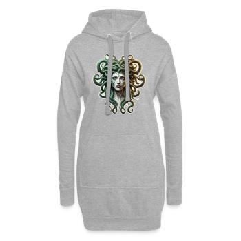 Medusa / griechische Mythologie / Schlangenkopf - Hoodie-Kleid - Grau meliert - Vorne
