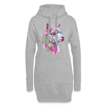 Alpaga Lama Nature animale Zoo Andes Inca Art coloré - Sweat-shirt à capuche long Femme - gris chiné - Devant