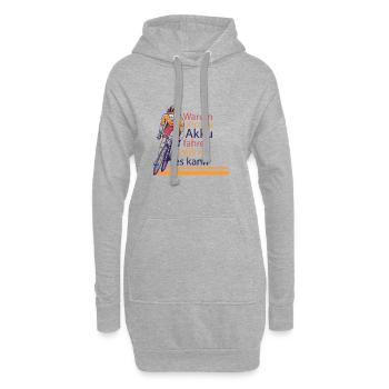 Lustiger Radfahrer Spruch Warum Ich ohne Akku - Hoodie-Kleid - Grau meliert - Vorne