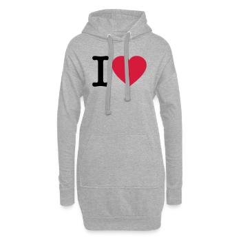 i love you eigener Text - Hoodie-Kleid - Grau meliert - Vorne