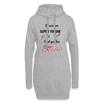 Je suis une super maman ! super pouvoir maman - Sweat-shirt à capuche long Femme - gris chiné - Devant