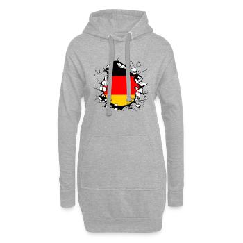 Allemagne Drapeau allemand Drapeau allemand Utilisé Regarder à la maison - Sweat-shirt à capuche long Femme - gris chiné - Devant