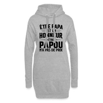 Être Papou n'a pas de Prix Cadeau Papy - Sweat-shirt à capuche long Femme - gris chiné - Devant