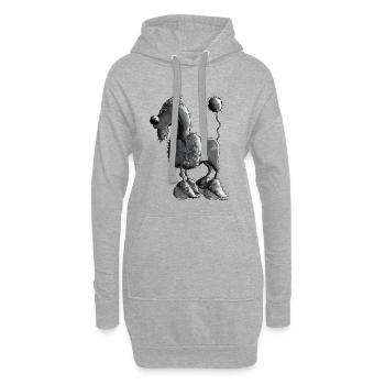 Dufter Pudel - Hund - Hoodie-Kleid - Grau meliert - Vorne