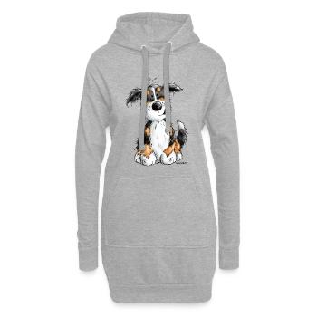Kleiner Berner Sennenhund - Cartoon - Geschenk - Hoodie-Kleid - Grau meliert - Vorne
