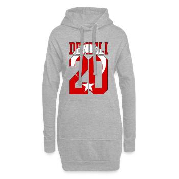 Denizli 20 Türkische Flagge - Hoodie-Kleid - Grau meliert - Vorne