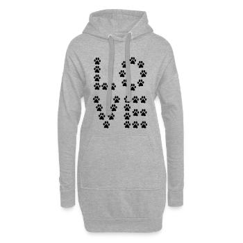 Paw Print Love – Minimal Dog & Pet Design - Hoodie-Kleid - Grau meliert - Vorne