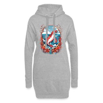 Créatures marines - Sweat-shirt à capuche long Femme - gris chiné - Devant