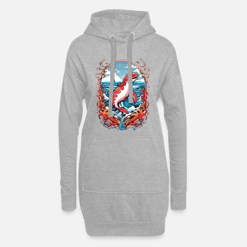 Meeresbewohner - Hoodie-Kleid - Grau meliert