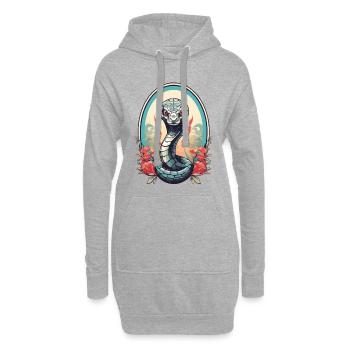 Serpent cobra - Sweat-shirt à capuche long Femme - gris chiné - Devant