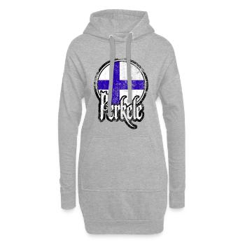 Suomi Perkele — Finnischer Teufel - Hoodie-Kleid - Grau meliert - Vorne