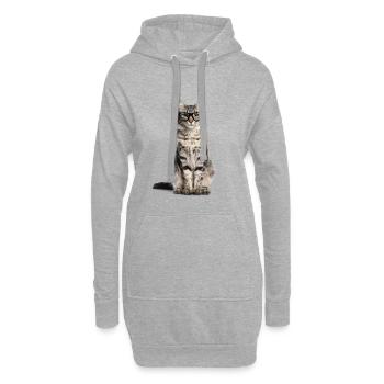 Getigerte Katze mit Brille – Wild at Heart - Hoodie-Kleid - Grau meliert - Vorne