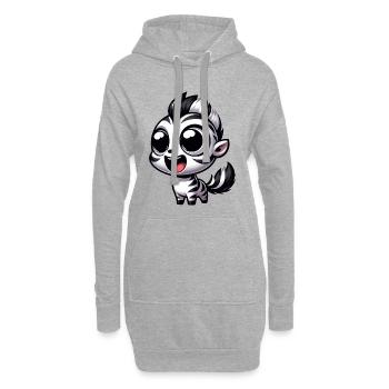 Kawaii Zebra Cartoon für Kinder und Eltern Safari - Hoodie-Kleid - Grau meliert - Vorne