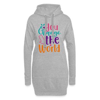 Vous changez le monde – Un design inspirant - Sweat-shirt à capuche long Femme - gris chiné - Devant