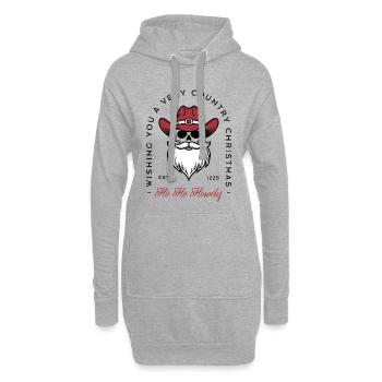 Pays Noël voeux Père Noël chapeau de cowboy Creepmas - Sweat-shirt à capuche long Femme - gris chiné - Devant