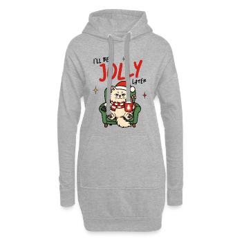 Festif Chat Douillet Illustration - Sweat-shirt à capuche long Femme - gris chiné - Devant