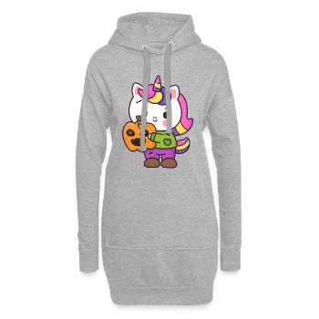 Citrouille Câlin Licorne - Sweat-shirt à capuche long Femme - gris chiné - Devant