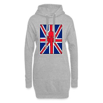 Red Octopus Union Jack Flagge - Hoodie-Kleid - Grau meliert - Vorne