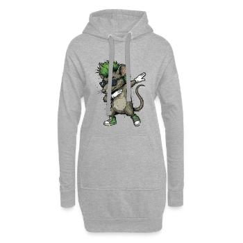 Punk Dabbing Ratte Cartoon - Hoodie-Kleid - Grau meliert - Vorne
