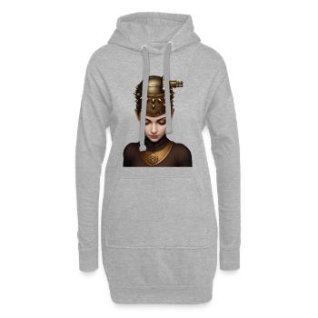 STEAM GODDESS - steam punk'n'roll - Sweat-shirt à capuche long Femme - gris chiné - Devant